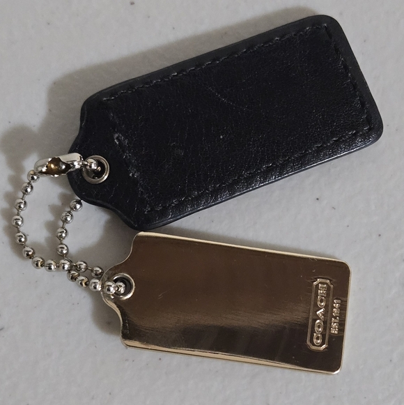 Coach Black Leather and Gold Tag Keychain - Picture 2 of 7
